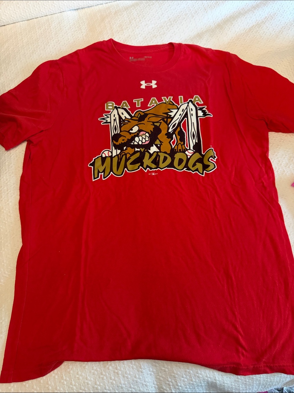 Under Armour Men’s Red Batavia Muckdogs Graphic Tee